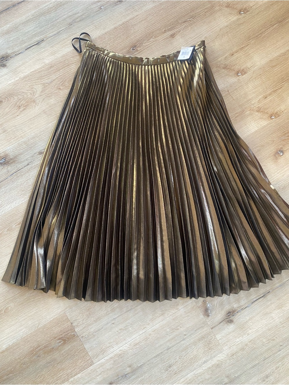 Lauren Ralph Lauren Metallic Bronze Pleated A-Line Skirt
